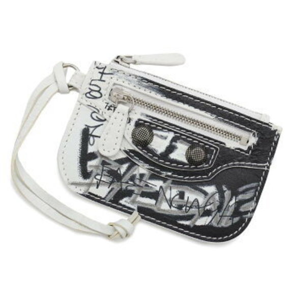 Balenciaga Le Cagole Graffiti Case Black White Wallet - Picture 1 of 7